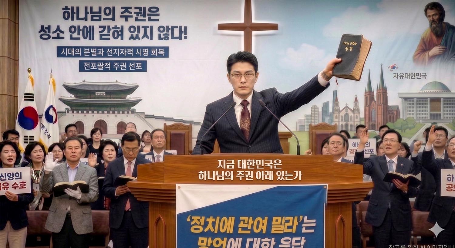 “강단에서 정치 이야기 하지 말라, 한국이 기독교 국가인가?”에 응답한다 ▲칼럼 관련 이미지. ⓒ안상렬 목사 제공