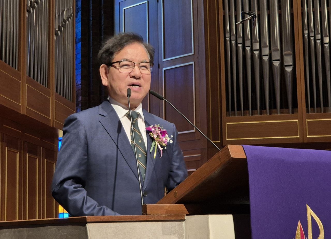 “건국정신 다시 기억해야 할 때”… 이승만 탄신 151주년 기념식 ▲박정곤 목사가 설교하고 있다.